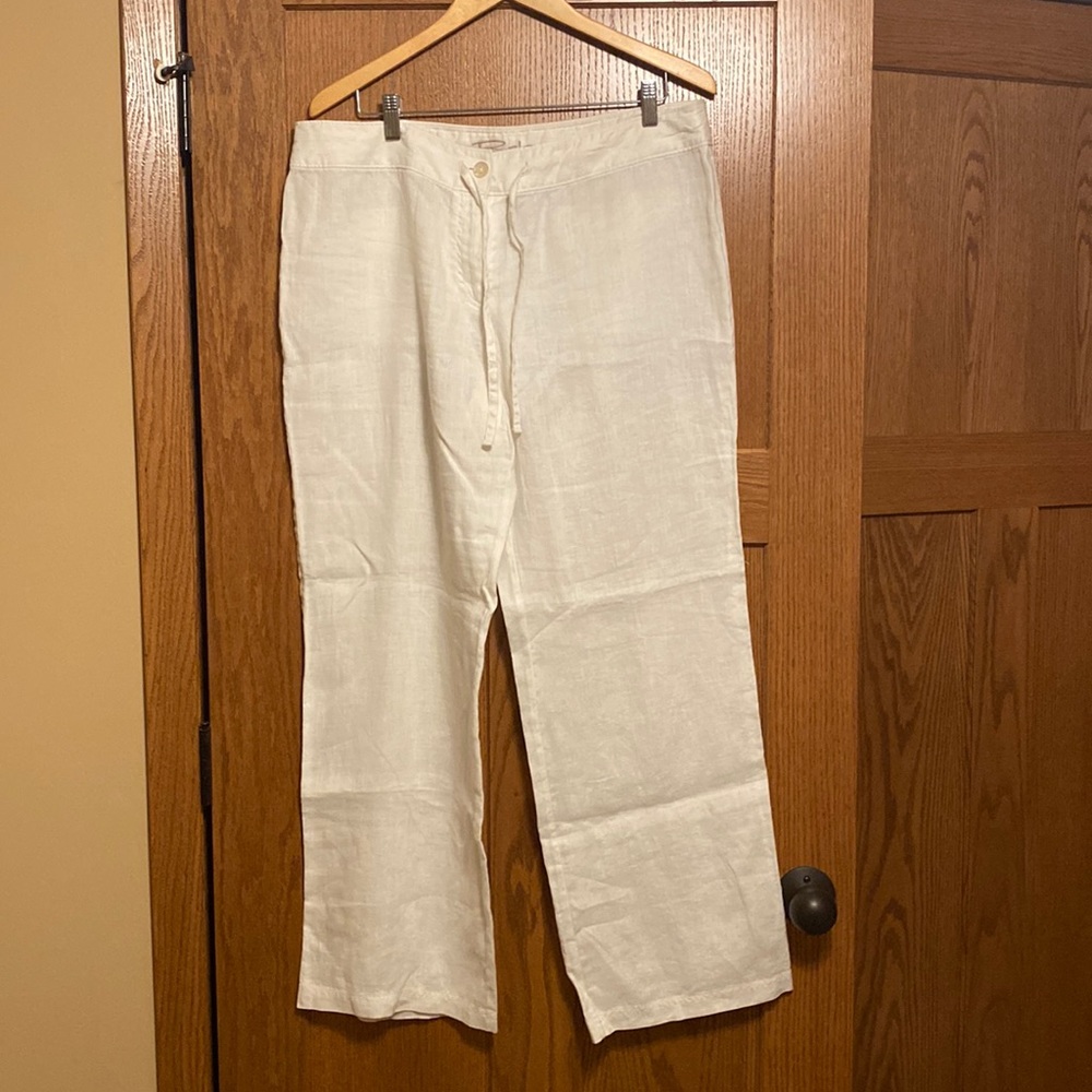 Tommy Bahama barely word white linen pants size 14